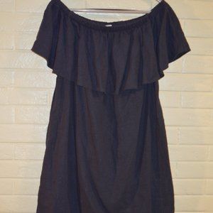 Medium Old Navy off-the-shoulder navy blue linen summer dress